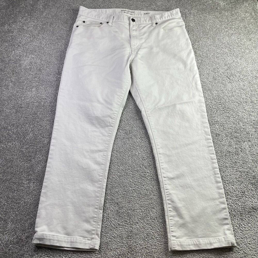 Banana Republic Travel Jeans  Men’s 35x27 Off White Straight Slim Fit Stretch